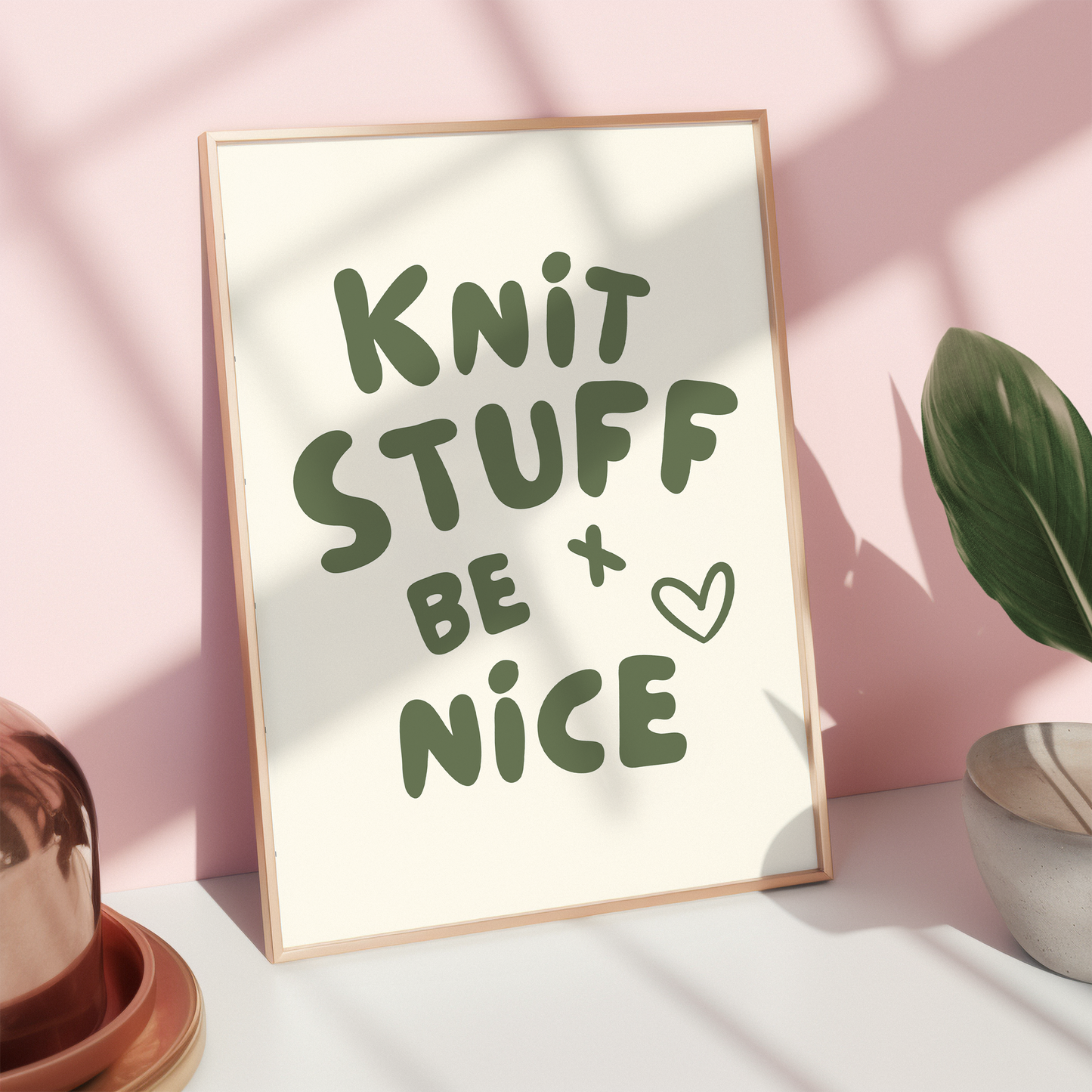 knit stuff and be nice digital art print cream khaki