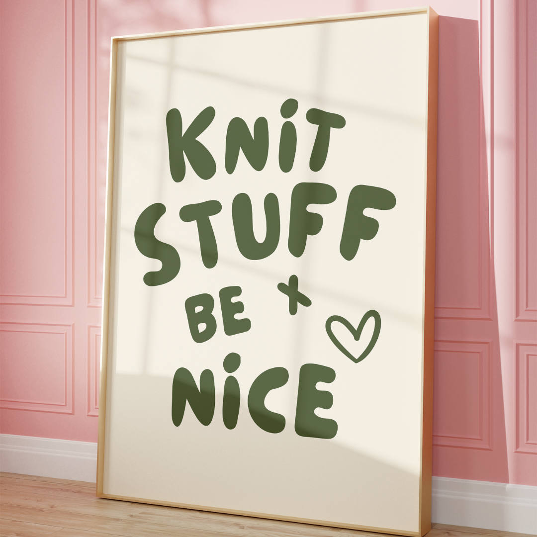 knit stuff and be nice digital art print cream khaki