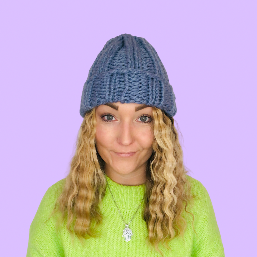 ribbed beanie hat digital knitting pattern