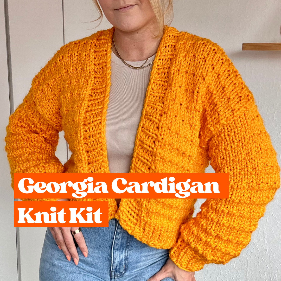 chunky textured confident beginner cardigan knitting kit