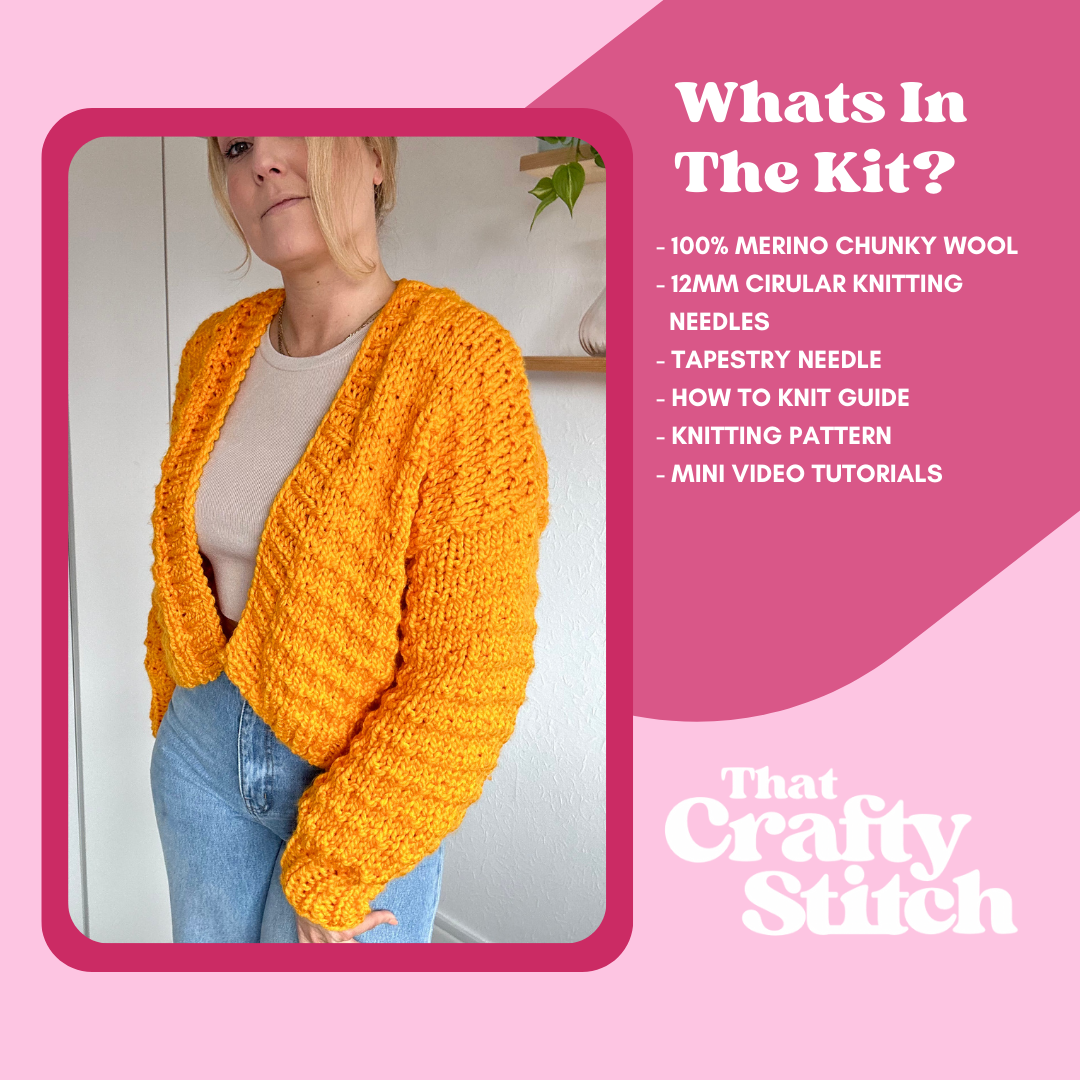 merino wool luxury chunky cardigan knit kit