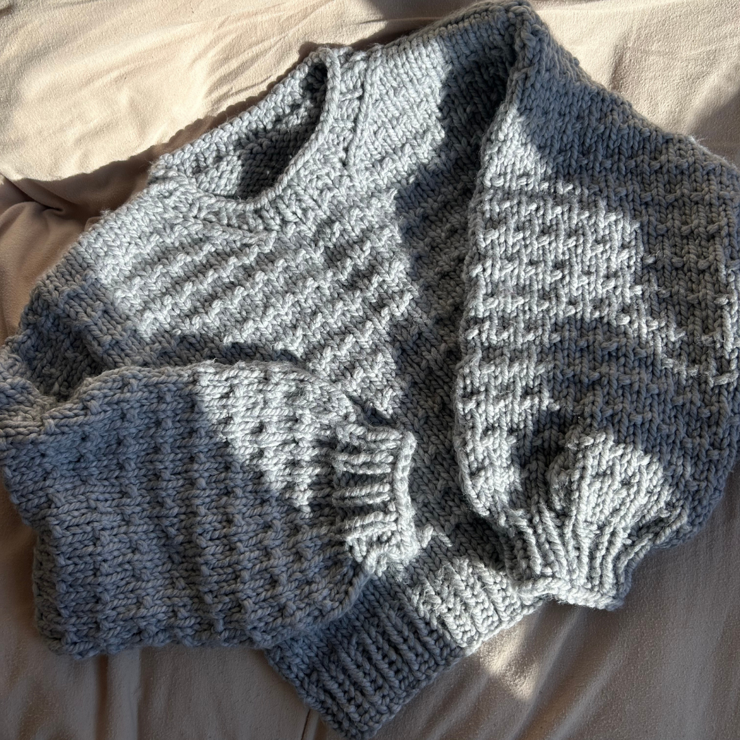 wool blend chunky textured confident intermediate jumper knit kit