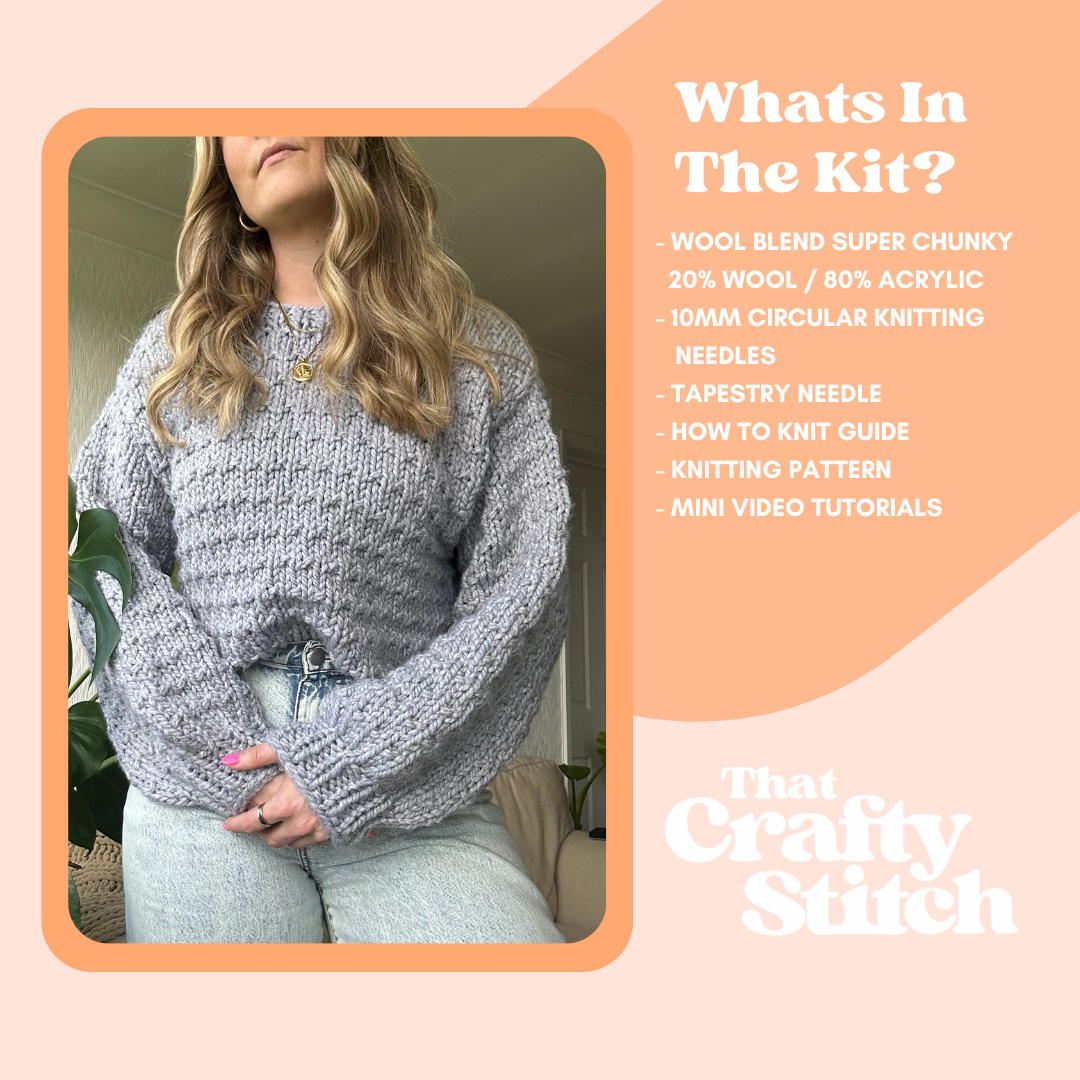 wool blend chunky textured confident intermediate jumper knit kit