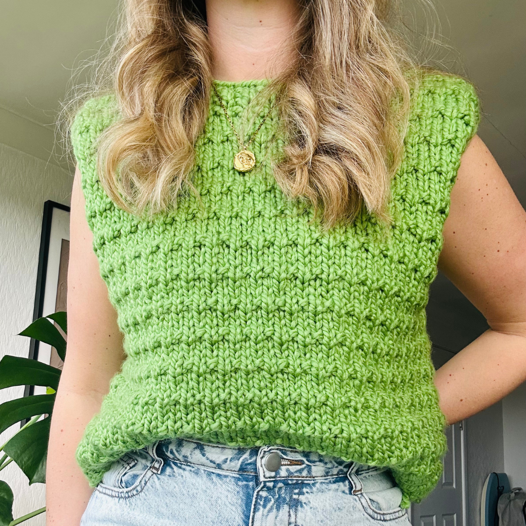 chunky textured sweater vest knitting kit