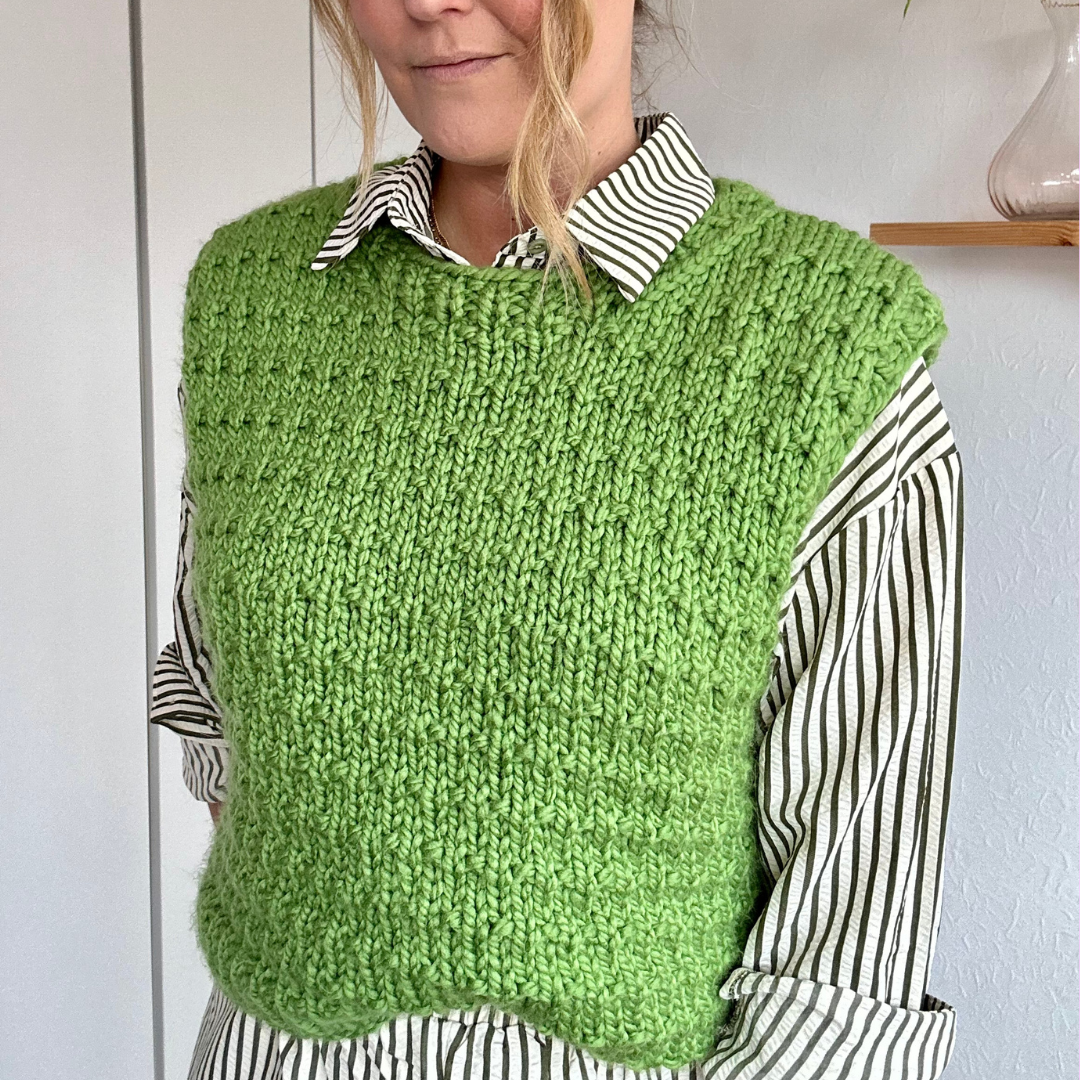 chunky textured sweater vest knitting kit