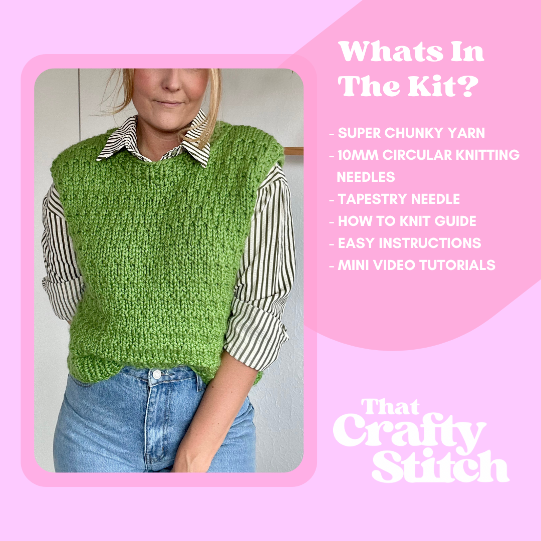chunky textured sweater vest knitting kit