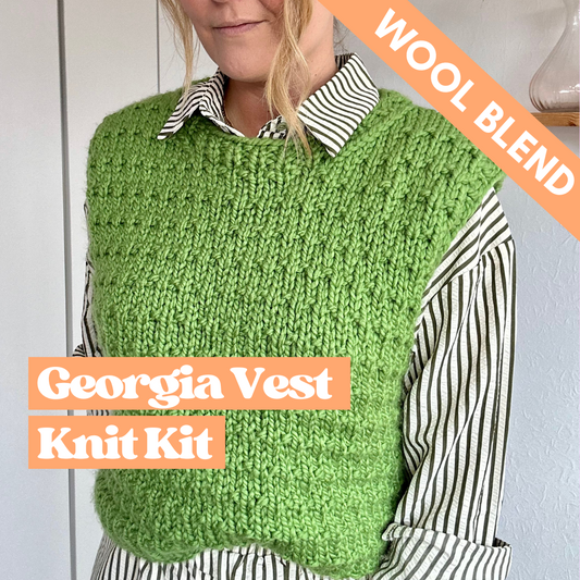 wool blend chunky textured confident intermediate sweater vest knit kit