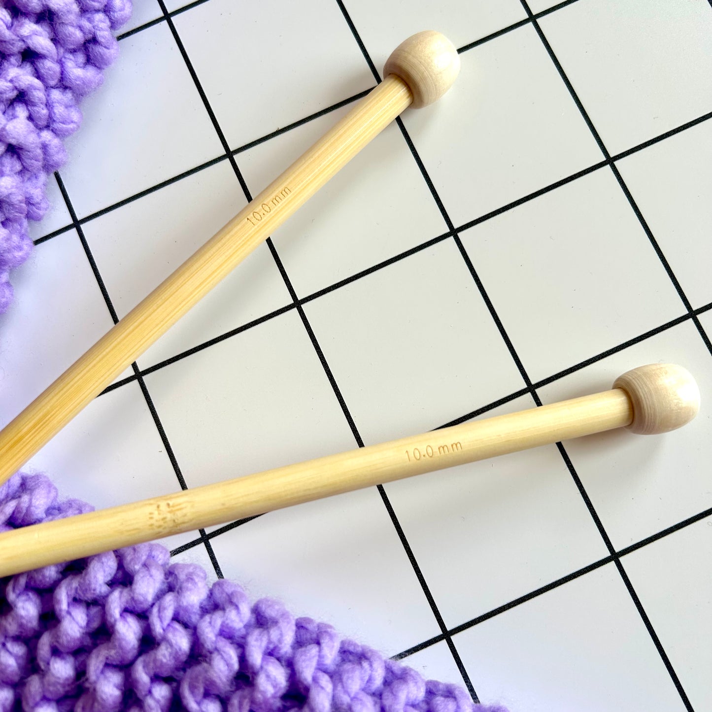 10mm knitting needles | short length | bamboo knitting needles