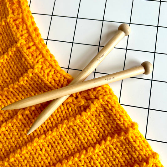 15mm short knitting needles | beech wood knitting needles