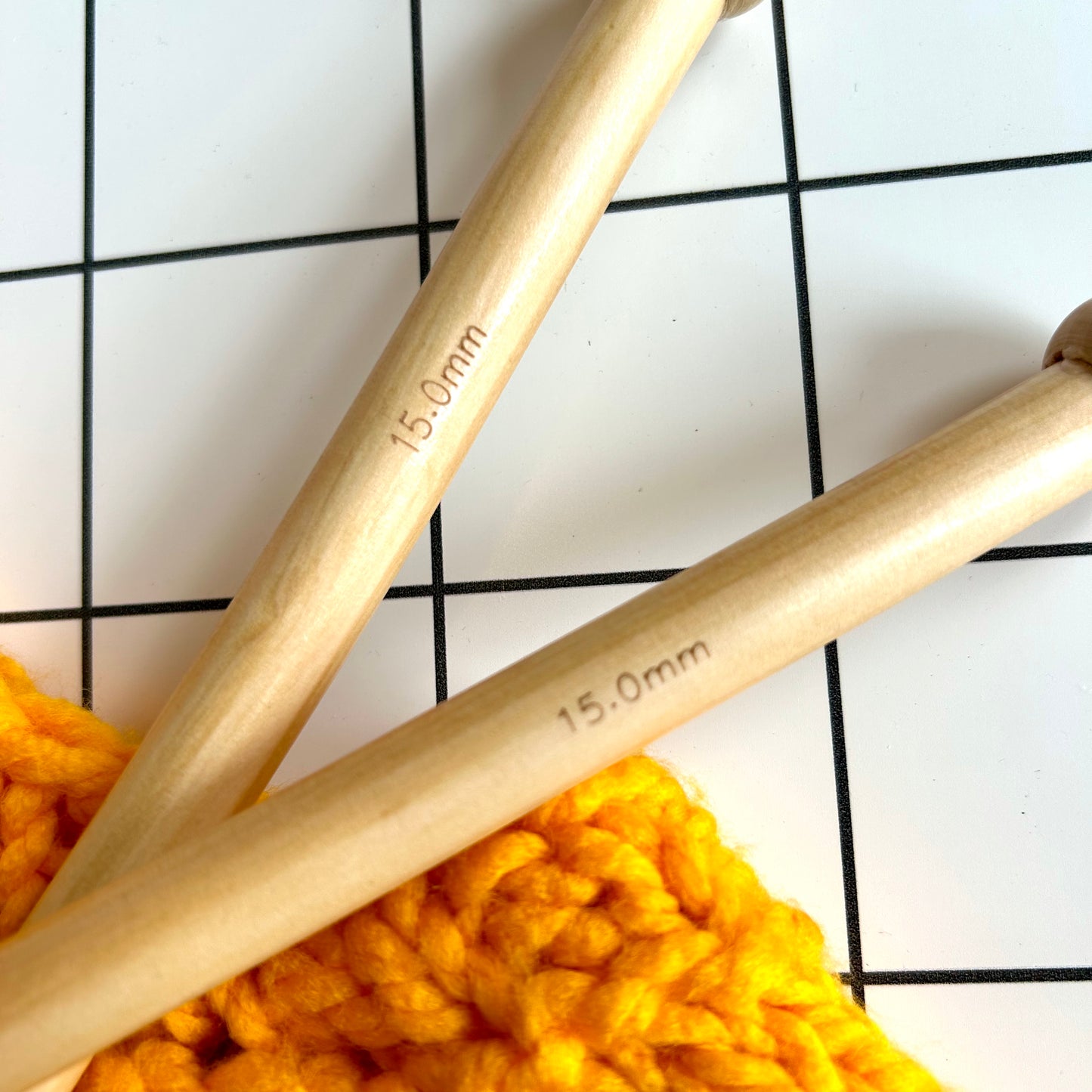 15mm short knitting needles | beech wood knitting needles