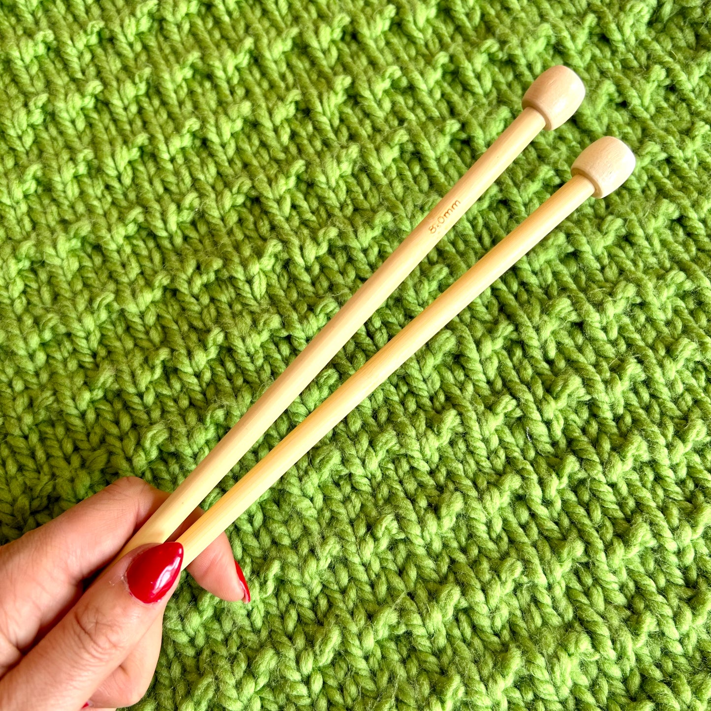 8mm knitting needles | straight knitting needles | short length | bamboo