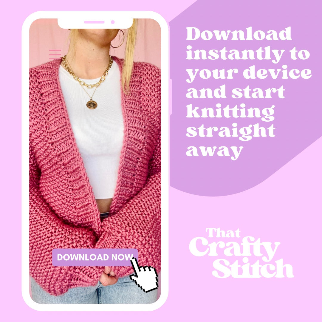 Easy cardigan knitting pattern | digital knitting pattern | the blossom cardigan beginner friendly knitting pattern