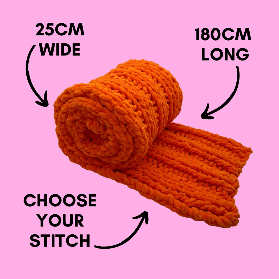 chenille chunky scarf knitting kit - beginner friendly