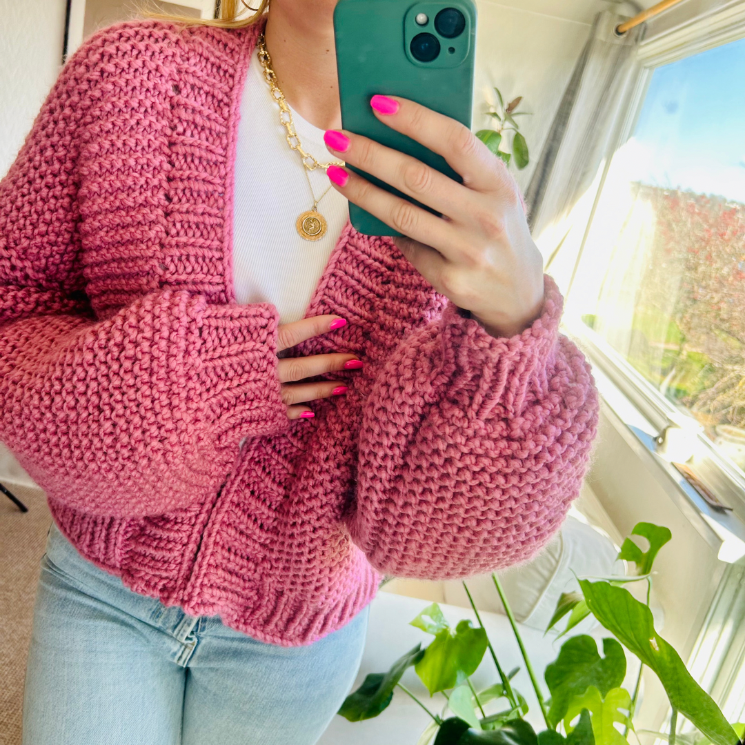 beginner friendly cardigan knit kit | chunky cardigan knitting kit | easy cardigan kit