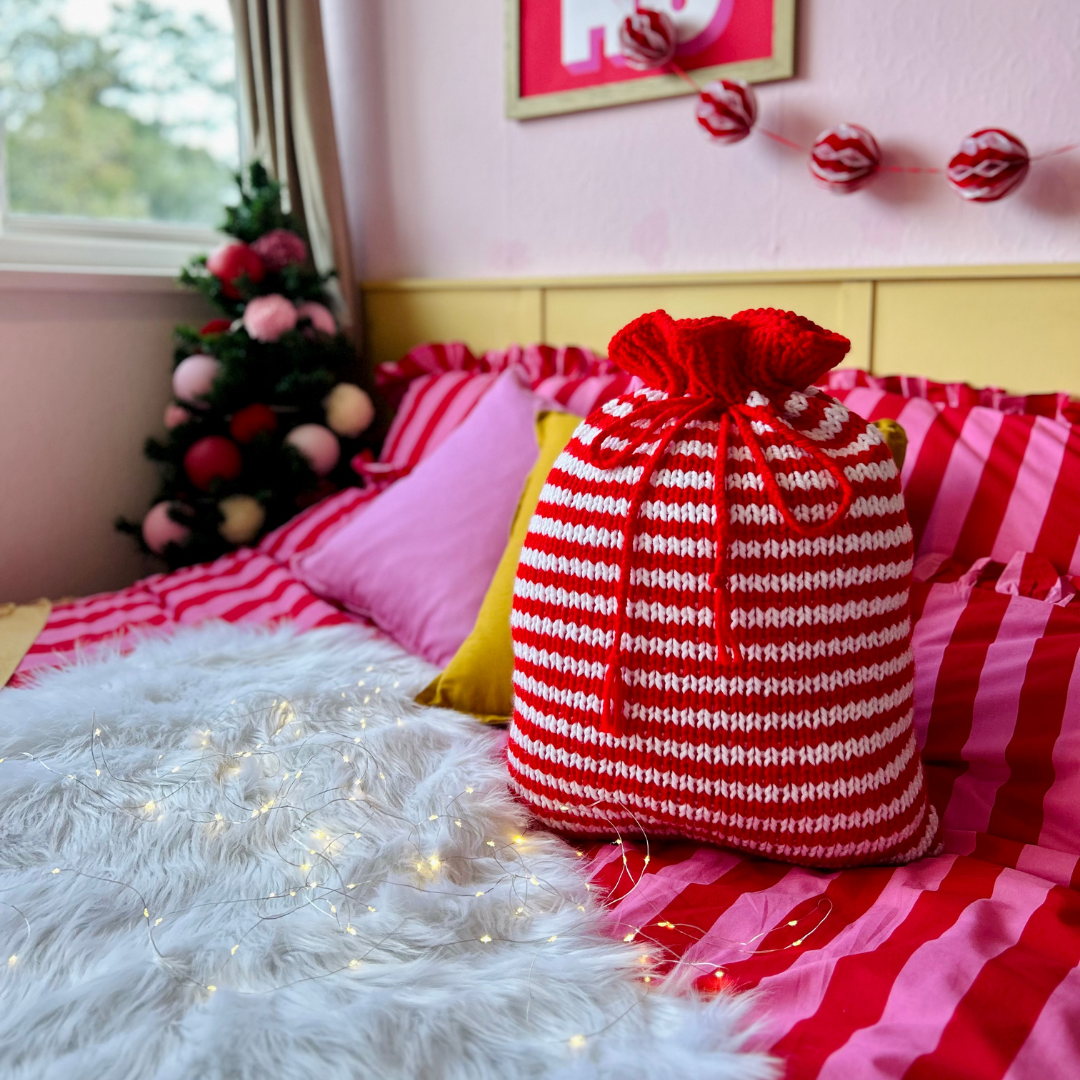 stripe santa sack knit kit