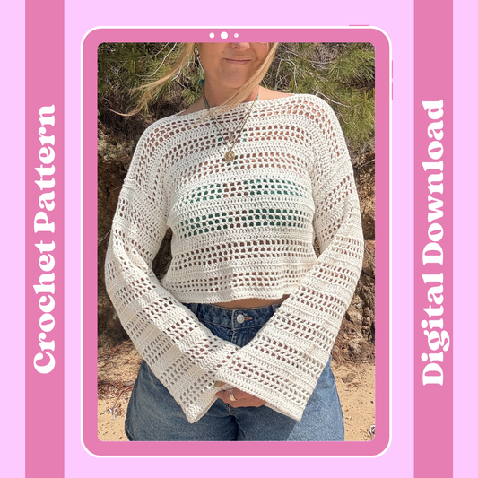 Capri tee digital crochet pattern | beginner friendly crochet pattern | summer top digital crochet pattern | PDF download