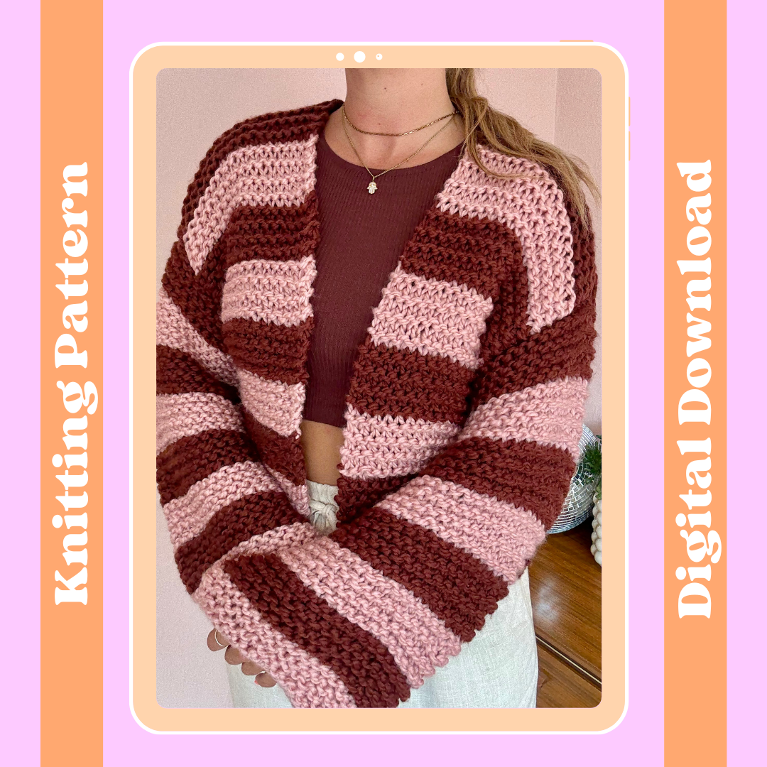 Stripe beginner jumper knitting pattern | beginner friendly | digital download knitting pattern