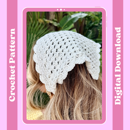 Anna Bandana Crochet Pattern | digital crochet pattern | scandi style bandana | croche tutorial