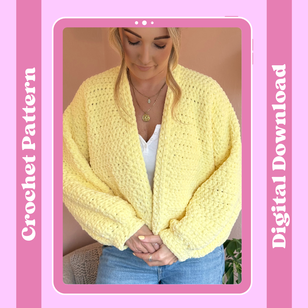 crochet cardigiant pattern | digital crochet pattern | weighted chenille cardigan pattern