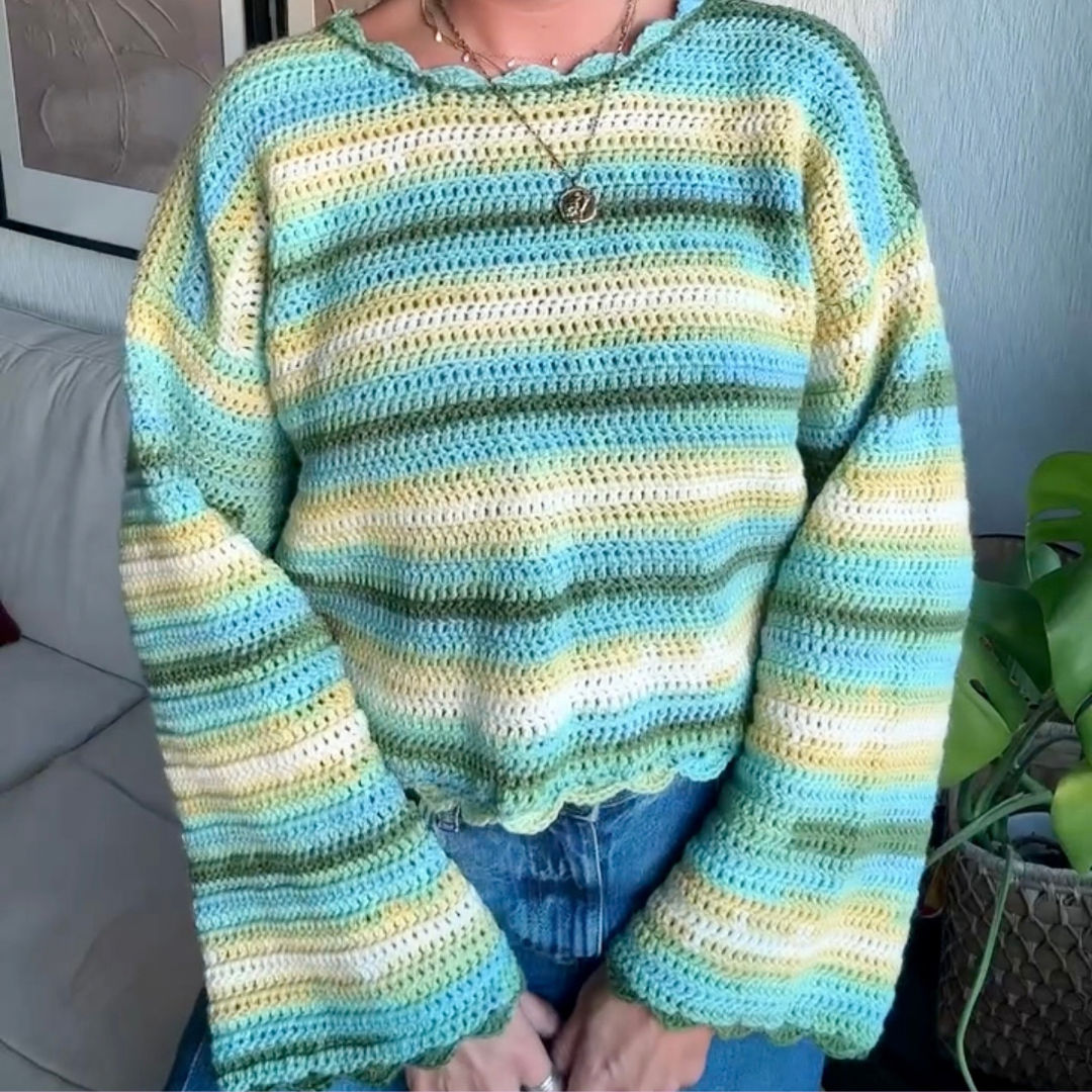 Hallie Aurora Sweater crochet kit | easy crochet sweater crochet kit | lightweight crochet sweater | DIY crochet kit