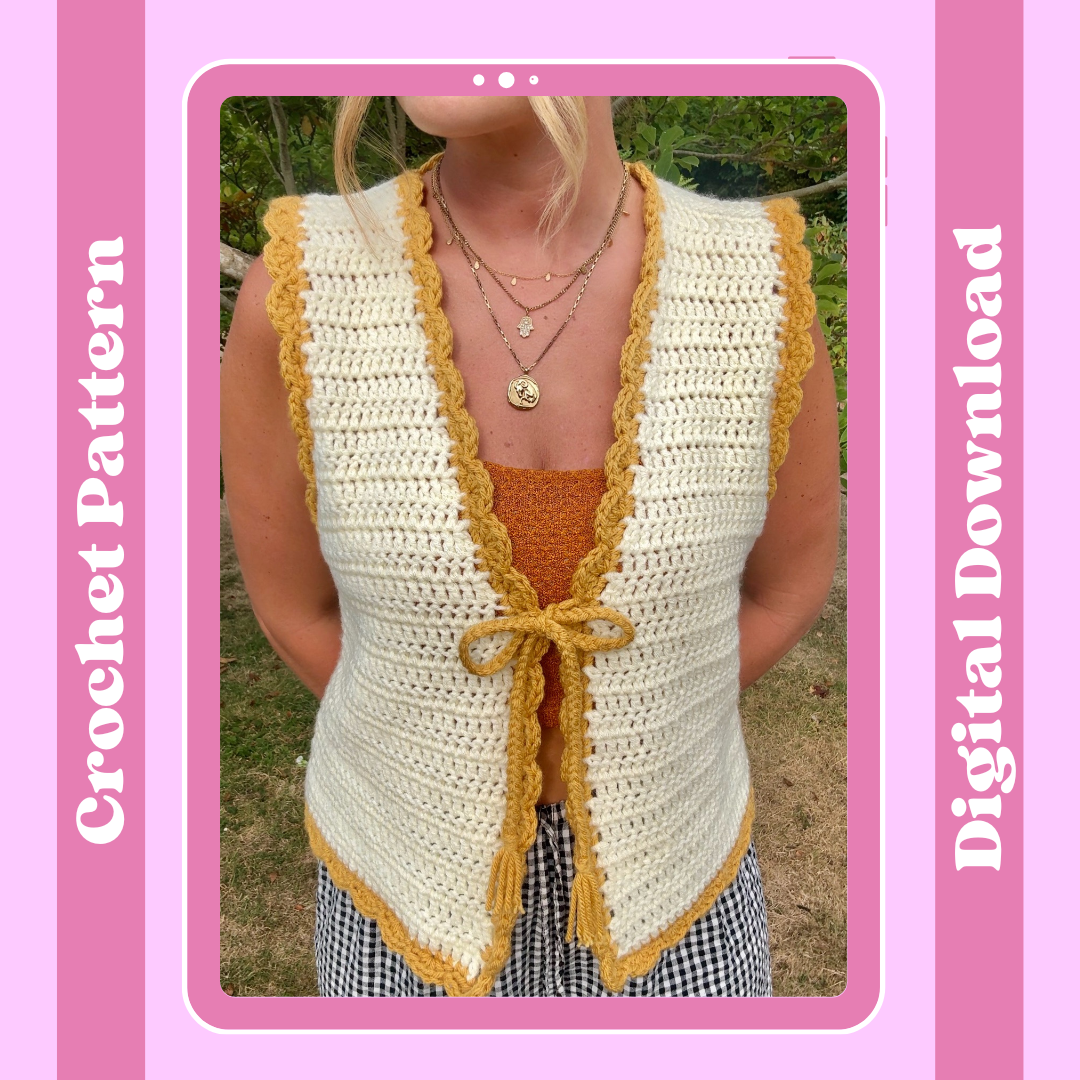Crochet pattern - The Hallie Tie Front Top | Digital crochet pattern | beginner friendly pattern | tie front top crochet pattern