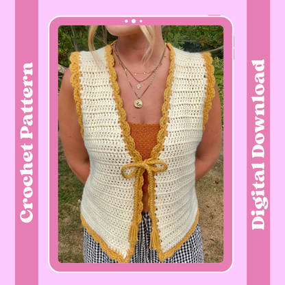 Crochet pattern - The Hallie Tie Front Top | Digital crochet pattern | beginner friendly pattern | tie front top crochet pattern