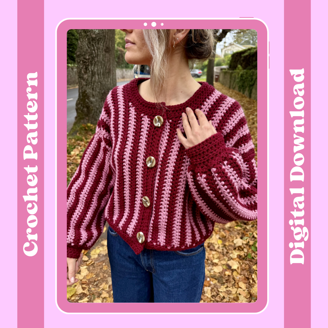 Sophie cardigan pattern | stripe chunky cardigan crochet pattern