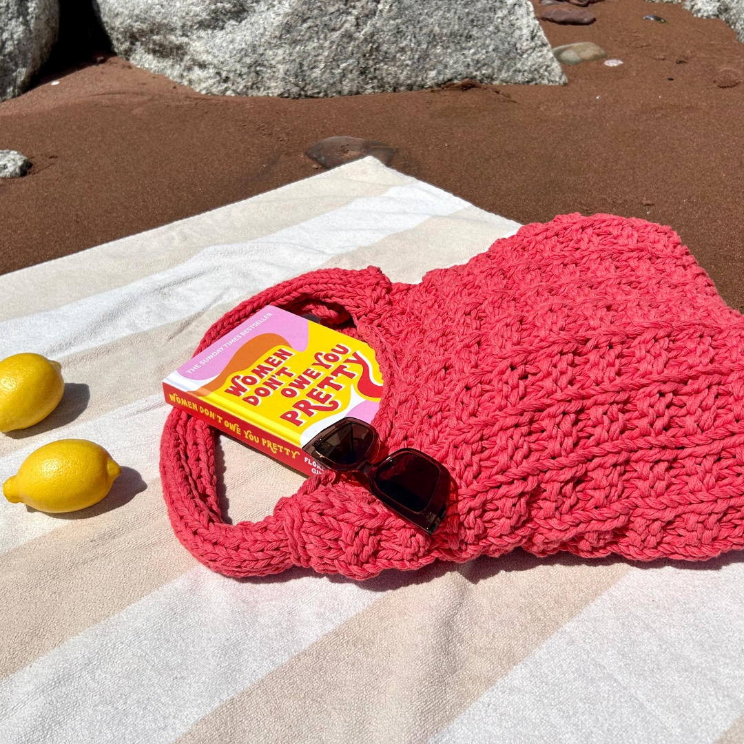 100% recycled chunky cotton beach bag knitting kit | beginner friendly knitting kit | cotton beach bag