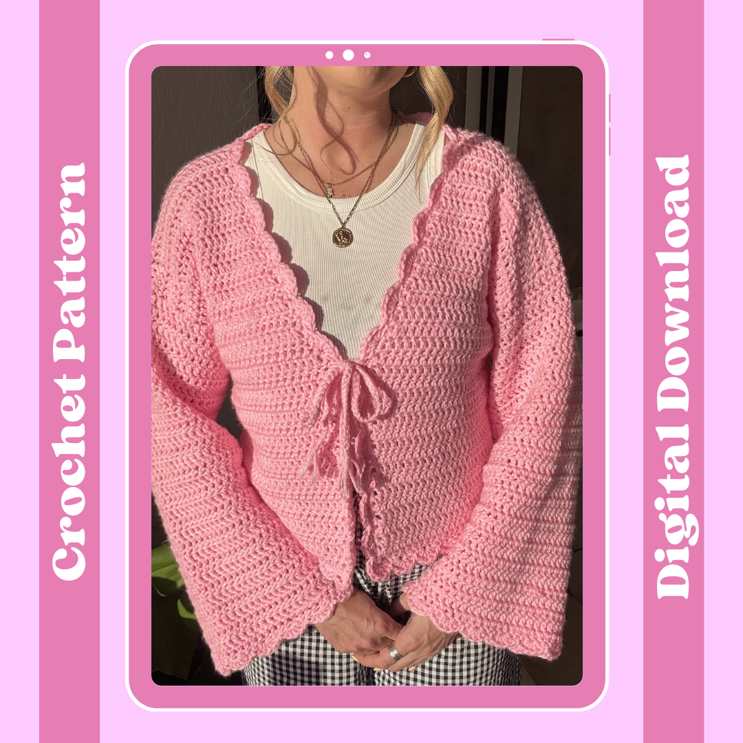 Hallie Cardigan Crochet pattern | chunky cardi crochet pattern | digital crochet pattern | beginner friendly cardigan pattern