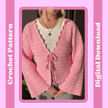 Hallie Cardigan Crochet pattern | chunky cardi crochet pattern | digital crochet pattern | beginner friendly cardigan pattern