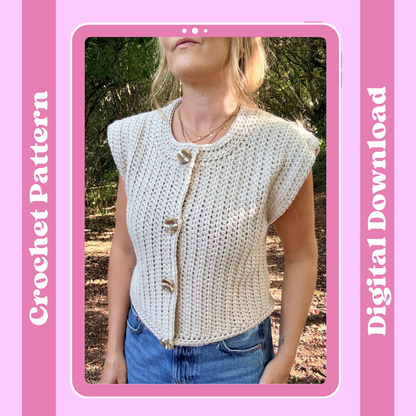 Sophie Button Tank Top Crochet pattern | digital crochet pattern | crochet tank top | autumn crochet project