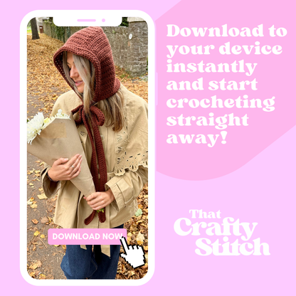 Crochet bonnet digital crochet pattern | digital download | beginner friendly crochet bonnet pattern