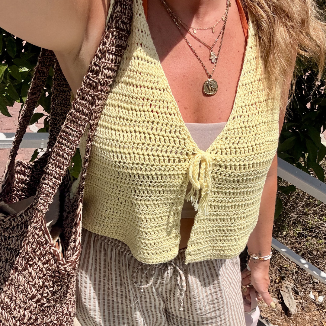 the dani tie top pattern | summer crochet pattern | digital download | tie front top pattern 