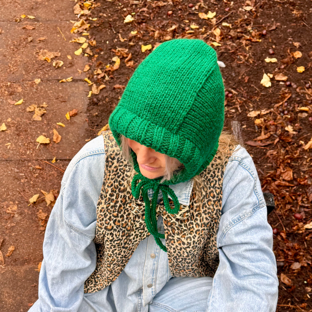 Knitted hood knitting kit | complete DIY knitting kit | knit your own hood with I-cord tie