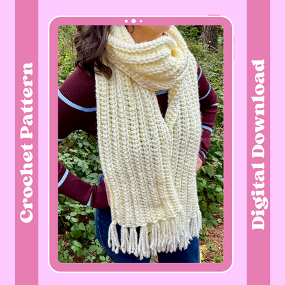 Chunky tassel crochet scarf digital patter | crochet pattern | crochet scarf digital pattern | PDF file