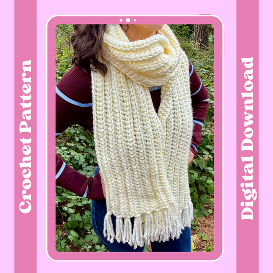 Chunky tassel crochet scarf digital patter | crochet pattern | crochet scarf digital pattern | PDF file