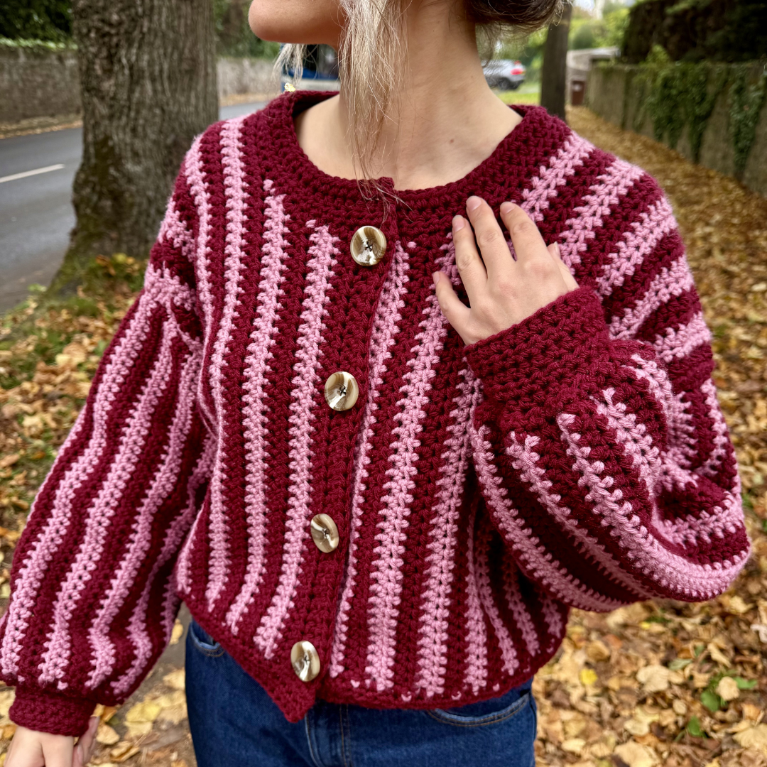 Sophie cardigan pattern | stripe chunky cardigan crochet pattern