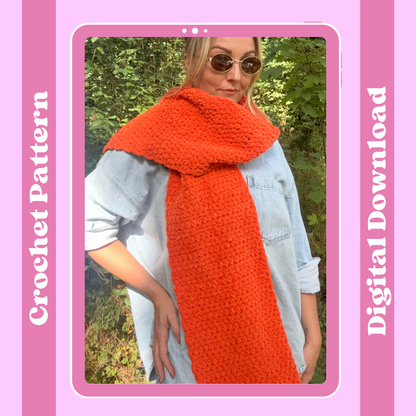 Crochet squishy scarf pattern | digital crochet pattern | beginner friendly crochet scarf pattern