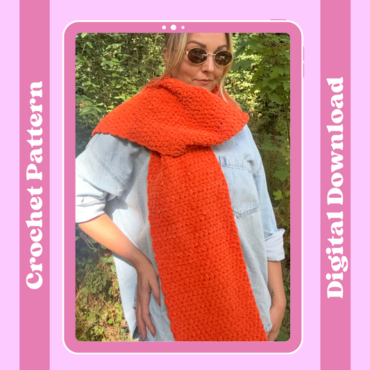 Crochet squishy scarf pattern | digital crochet pattern | beginner friendly crochet scarf pattern