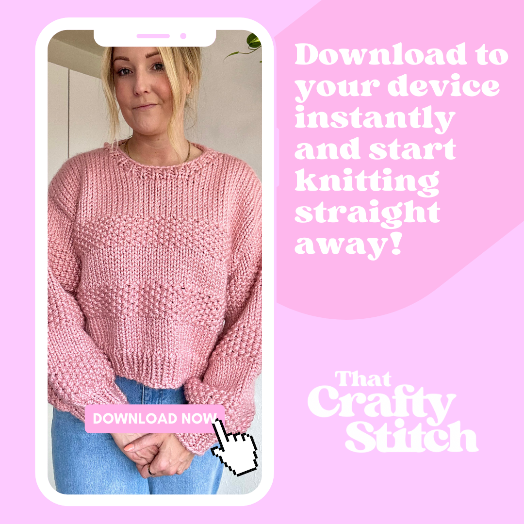 seed stitch chunky knit jumper pattern - beginner friendly