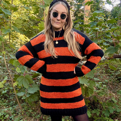 chunky stripe jumper dress knitting kit | beginner friendly knit kit | stripe jumper dress knit kit
