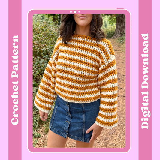 Stripe Crochet jumper crochet pattern | digital download crochet pattern | beginner friendly crochet jumper