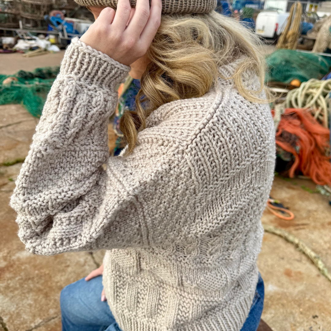 Catch of the day chunky jumper knit kit | chunky sweater knitting kit | fisherman core jumper 