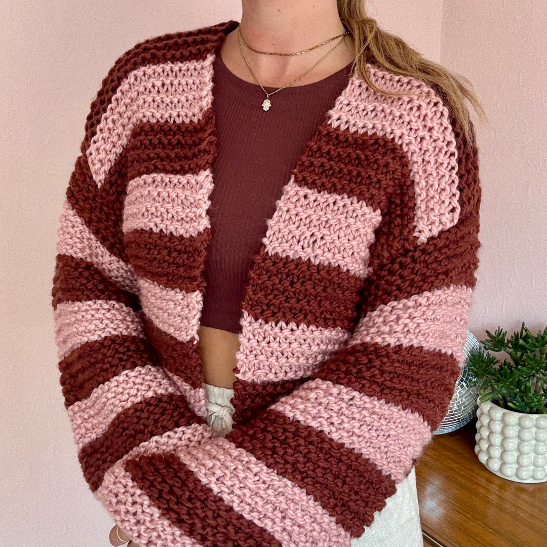 Stripe beginner jumper knitting pattern | beginner friendly | digital download knitting pattern