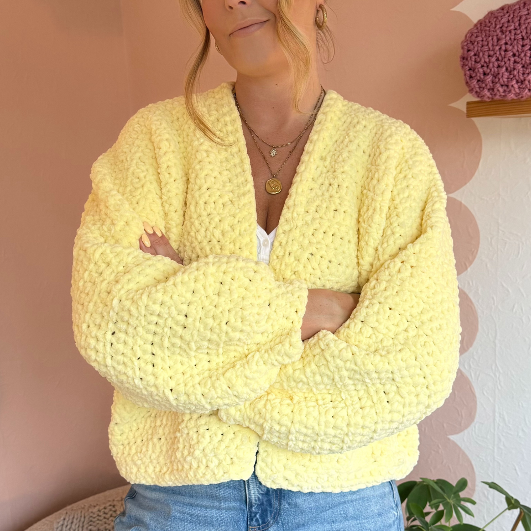 crochet cardigiant crochet kit | weight cardigan crochet kit | chenille heavy cardi crochet kit