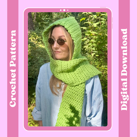 chunky crochet hooded scarf crochet pattern | beginner friendly crochet pattern | easy scarf pattern