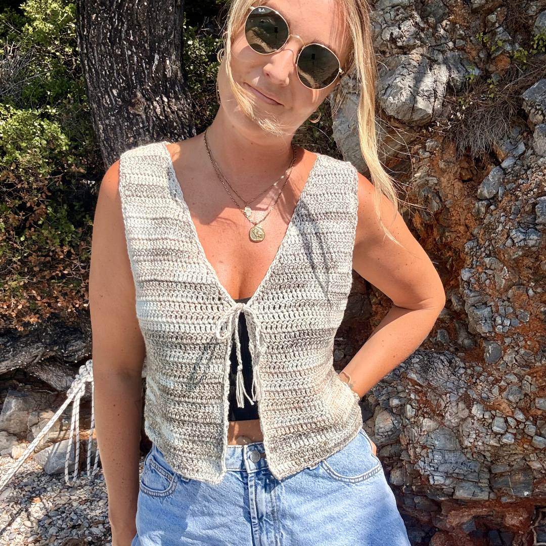 the dani tie top pattern | summer crochet pattern | digital download | tie front top pattern 