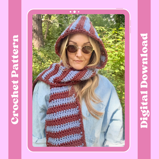 Stripe crochet hooded scarf crochet pattern | beginner friendly crochet pattern | easy scarf pattern
