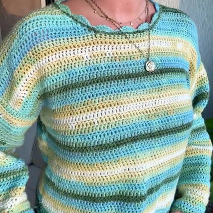 Hallie Aurora Sweater crochet kit | easy crochet sweater crochet kit | lightweight crochet sweater | DIY crochet kit