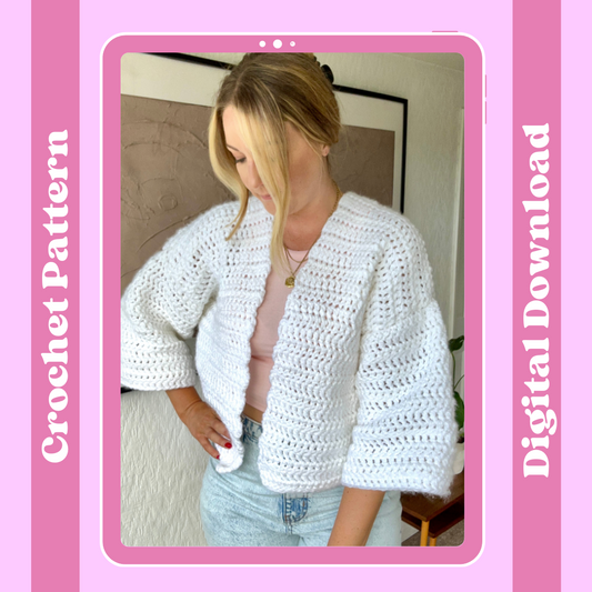 Olivia Crochet cardigan pattern - beginner friendly crochet pattern - digital download